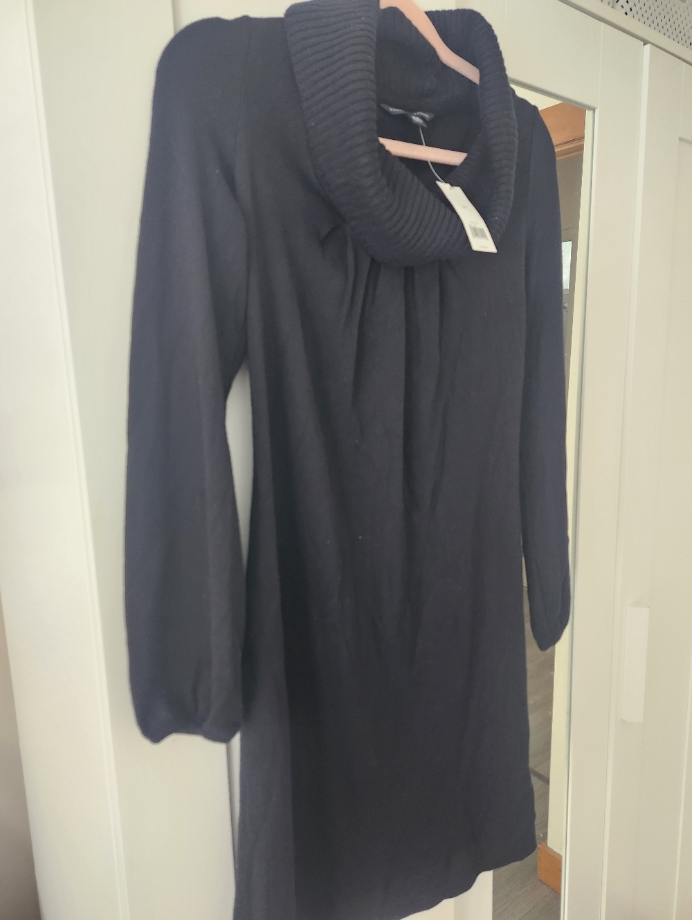 Banana Republic Black Cowl Neck Wool Sweater Dress
